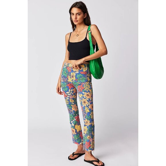 NWT Mother Hustler Patch Pocket Ankle Fray in Fresh Blooms Floral Crop Jeans 29 - Picture 15 of 16